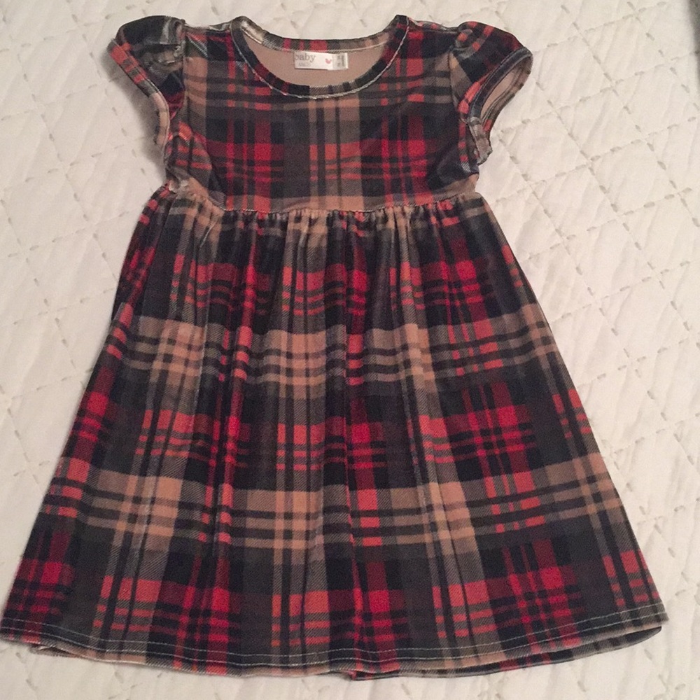 Slinky, velvety, stretchy lightweight plaid dress
